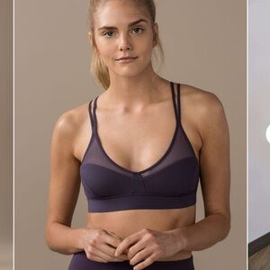 Lululemon Anew Sports Yoga Bra Black Currant Purple Size 4 Mesh Cross Back Pads